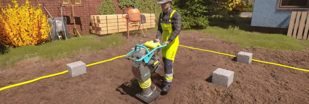 Construction Simulator el işçiliğinde sıva çekme görevi