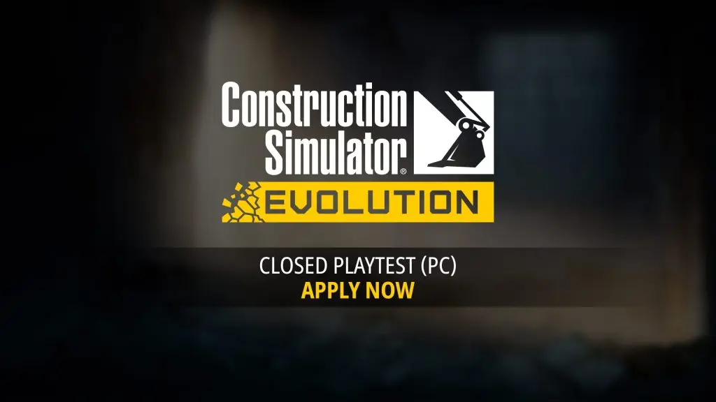 Construction Simulator Evolution oyun testi duyurusunun kapak görseli