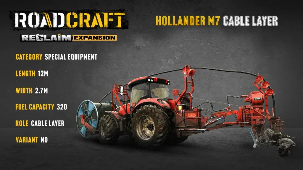 RoadCraft Hollander M7 Cable Layer, kablo döşeyen özel ekipman