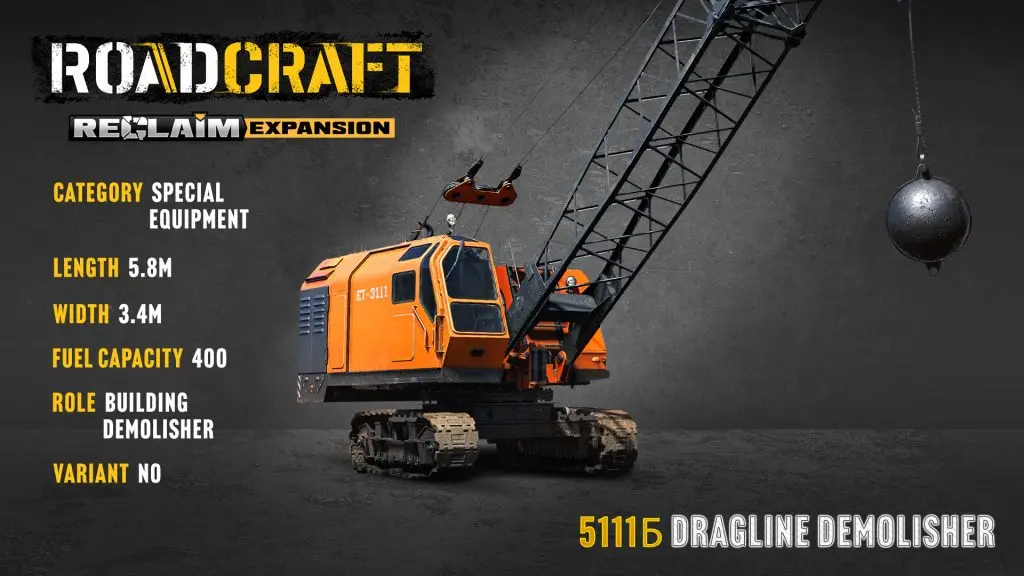 RoadCraft 5111Б Dragline Demolisher, yapıları söken ağır yıkım vinci
