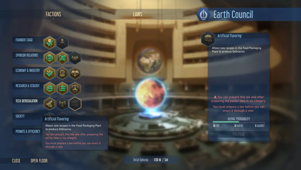 Surviving Mars kanun sistemi geliştirici günlüğünden kare (2)