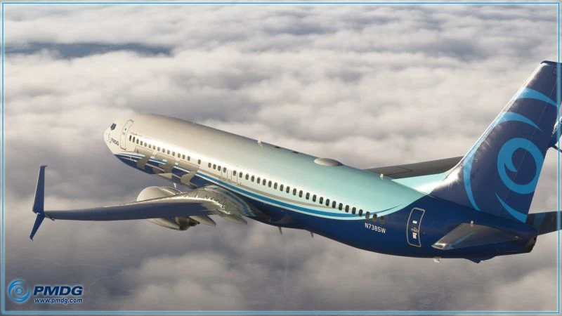 PMDG 737-800 bulutların üstünde yandan görünüşü