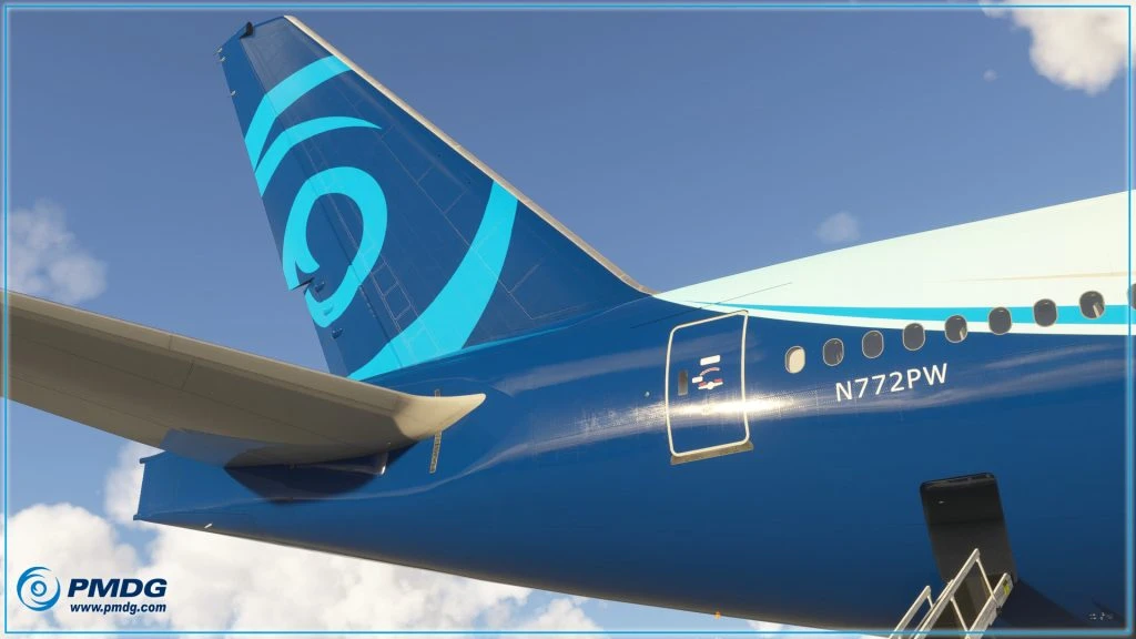 PMDG 777-200ER dikey stabilizatörünün yakın çekimi
