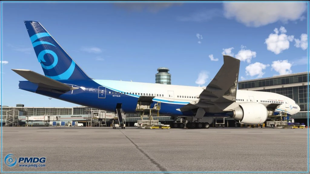 PMDG 777-200LR terminal önünde beklerken