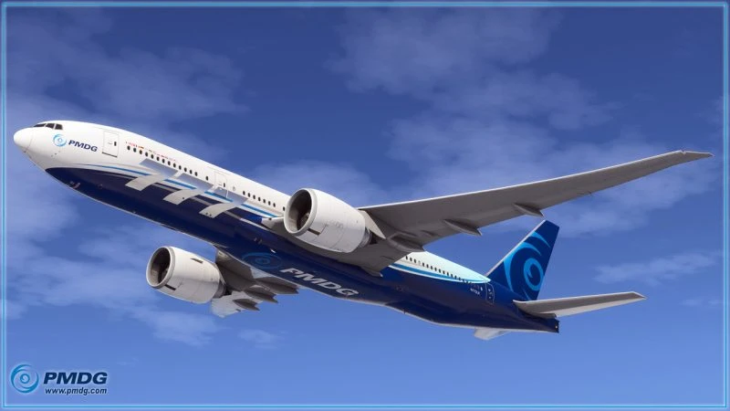 PMDG 777-200LR tırmanışta, açık gökyüzünde