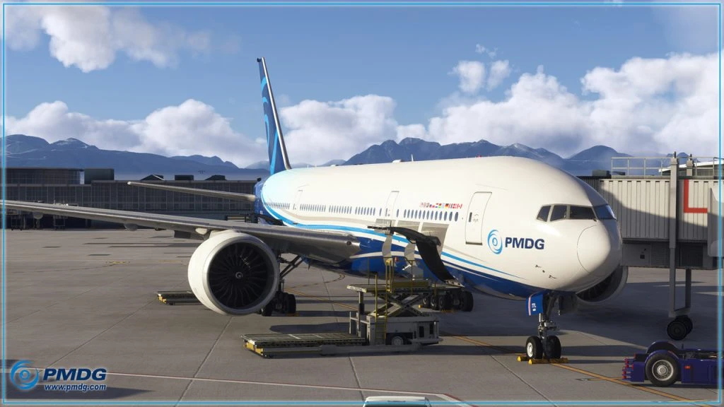 PMDG 777-200LR yer hizmeti araçlarıyla birlikte