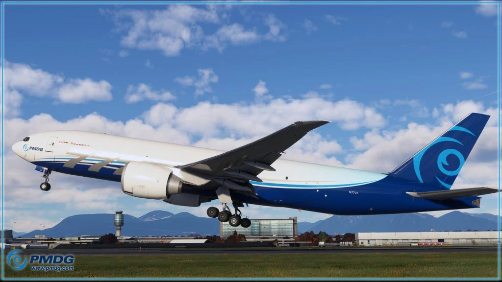 PMDG 777F havaalanı üzerinde alçak irtifada